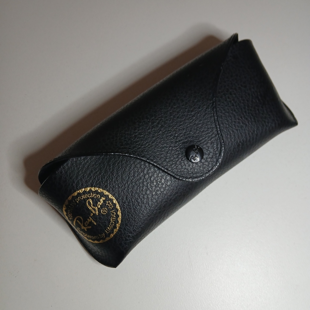 Ray-Ban Black Leather Case with Gold Logo